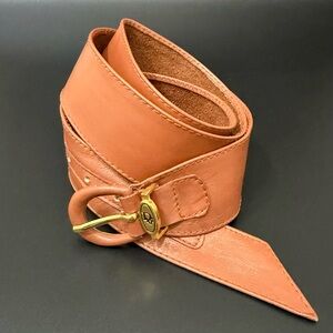 Vintage CHRISTIAN DIOR 17020 Camel Brown Soft Leather Women’s Dress Belt Size M
